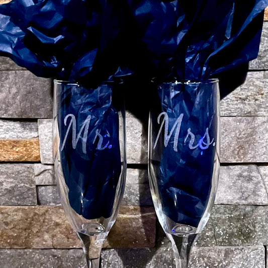 His and Hers Champagne Flute - Personalized