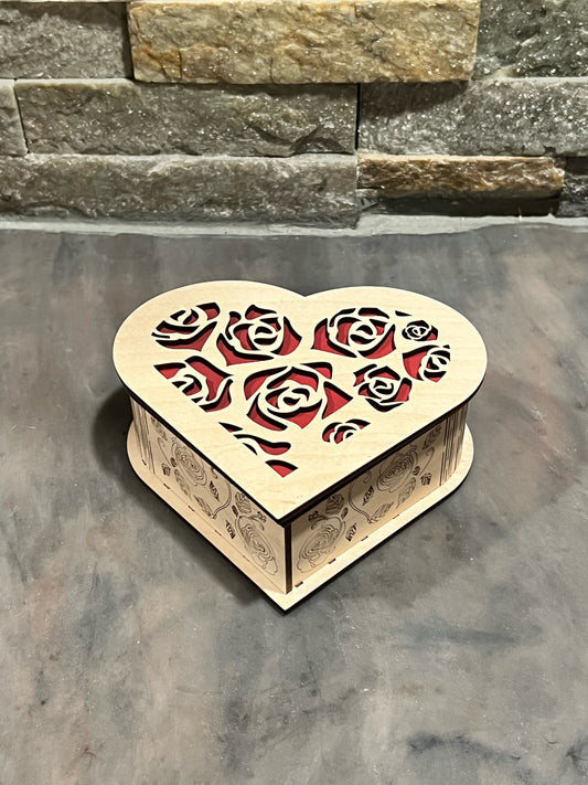 Wooden Heart Jewelry Box