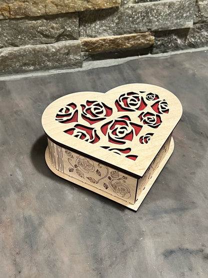 Wooden Heart Jewelry Box