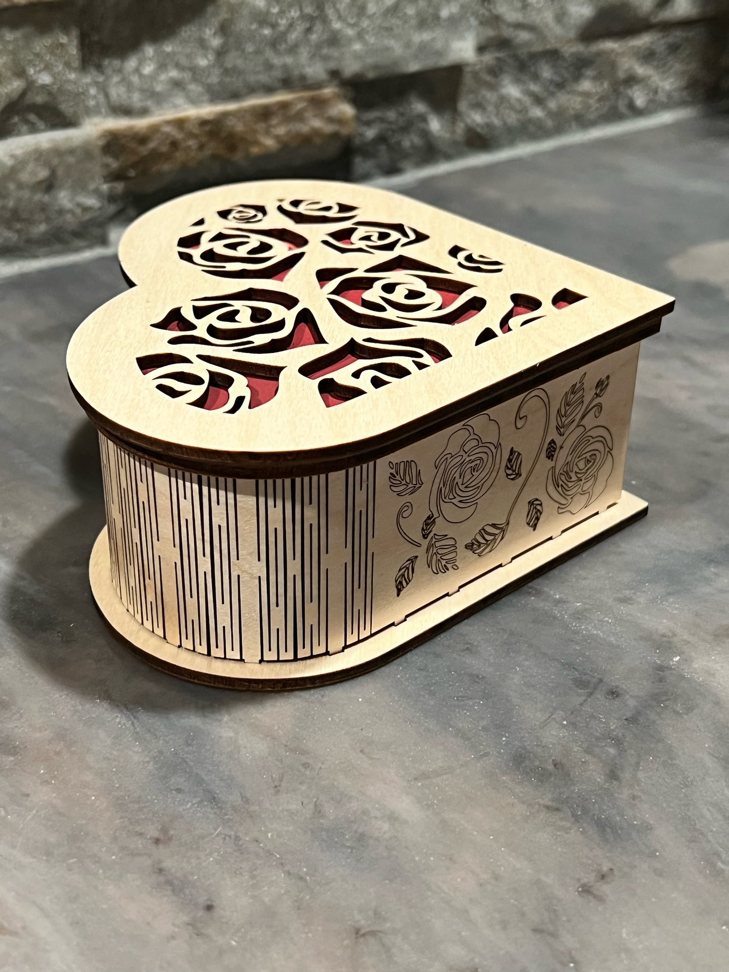 Wooden Heart Jewelry Box
