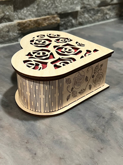 Wooden Heart Jewelry Box