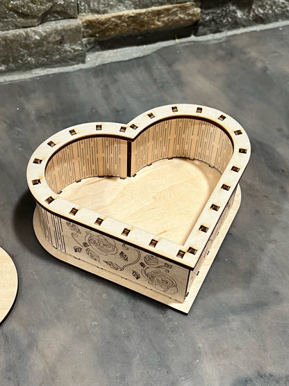 Wooden Heart Jewelry Box